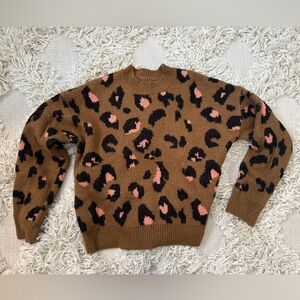 Chic Leopard Patterned Sweater in Brown and Pink